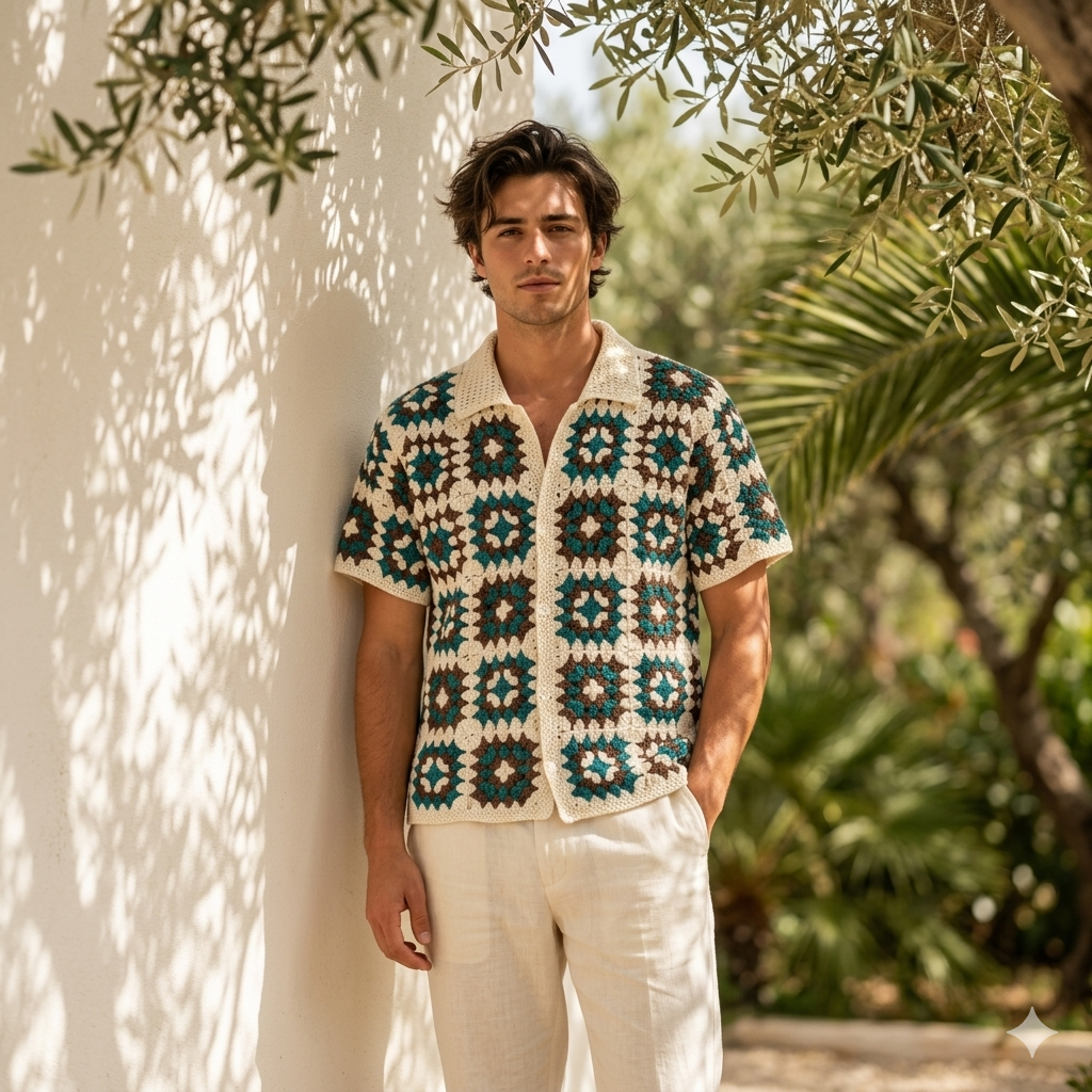 Granny Square Shirt Pattern PDF | Boho Summer Top, Easy DIY for Beginners, Handmade Clothing