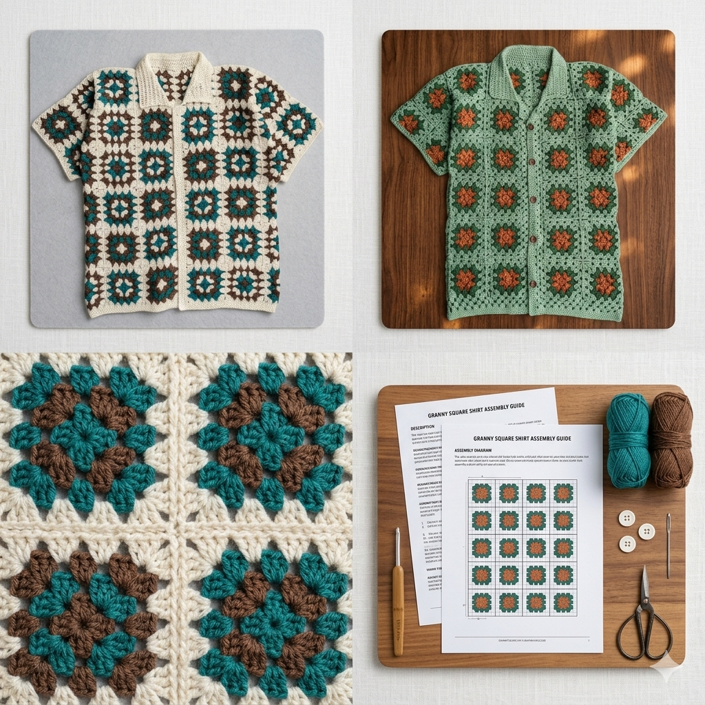 Granny Square Shirt Pattern PDF | Boho Summer Top, Easy DIY for Beginners, Handmade Clothing