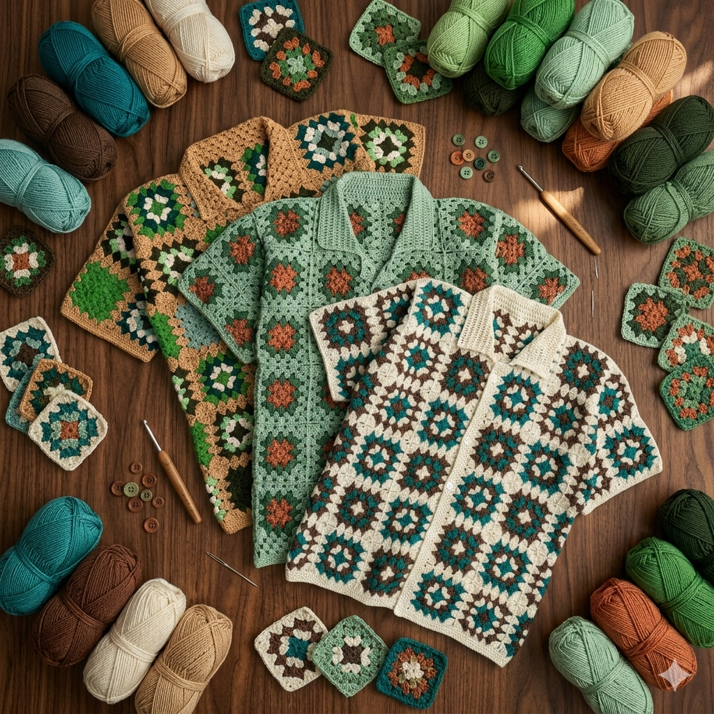 Granny Square Shirt Pattern PDF | Boho Summer Top, Easy DIY for Beginners, Handmade Clothing