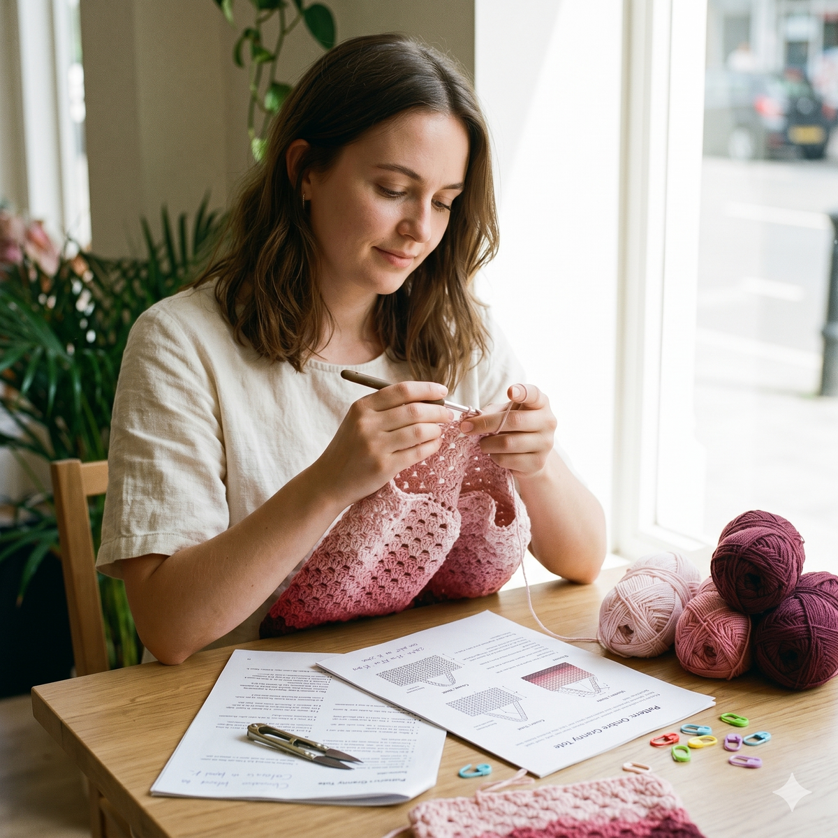 Granny Stitch Tote Bag Crochet Pattern, Ombre Pink Market Bag (PDF Download)