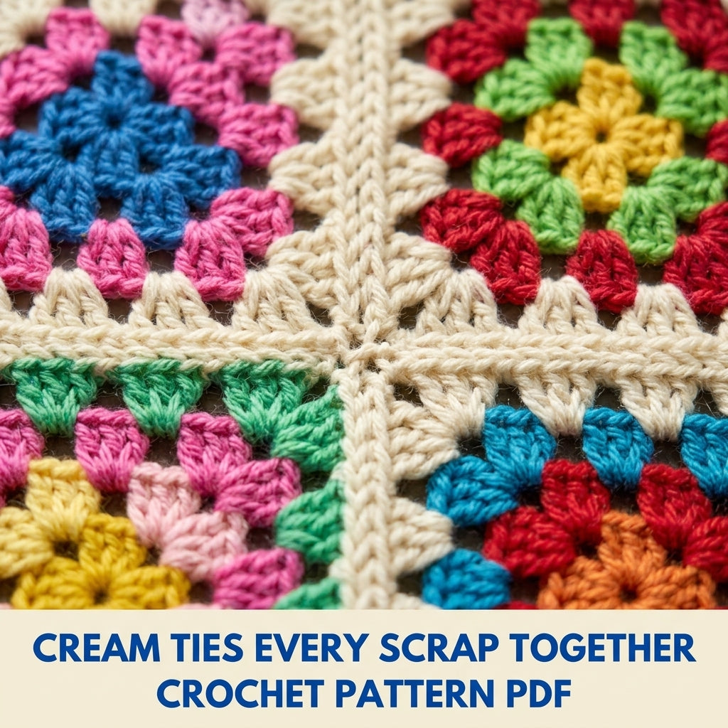 Rainbow Granny Square Pompom Blanket Crochet Pattern PDF – Scrap Throw with Pompoms