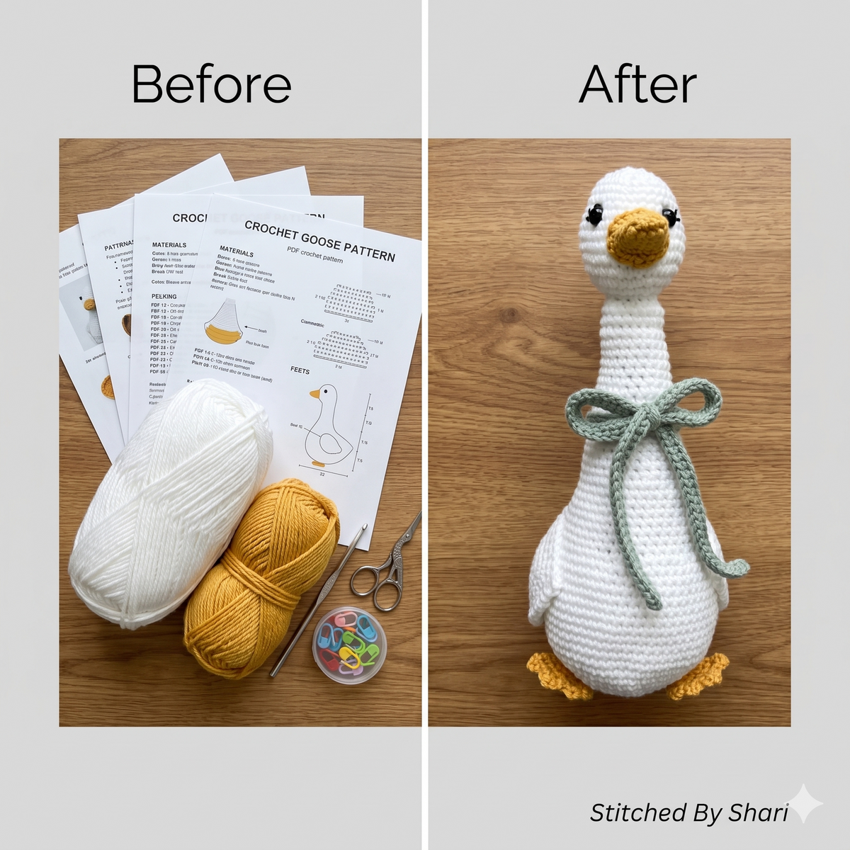 Grocery Bag Goose- English Crochet Pattern- PDF digital download- cute crochet goose, easy pattern