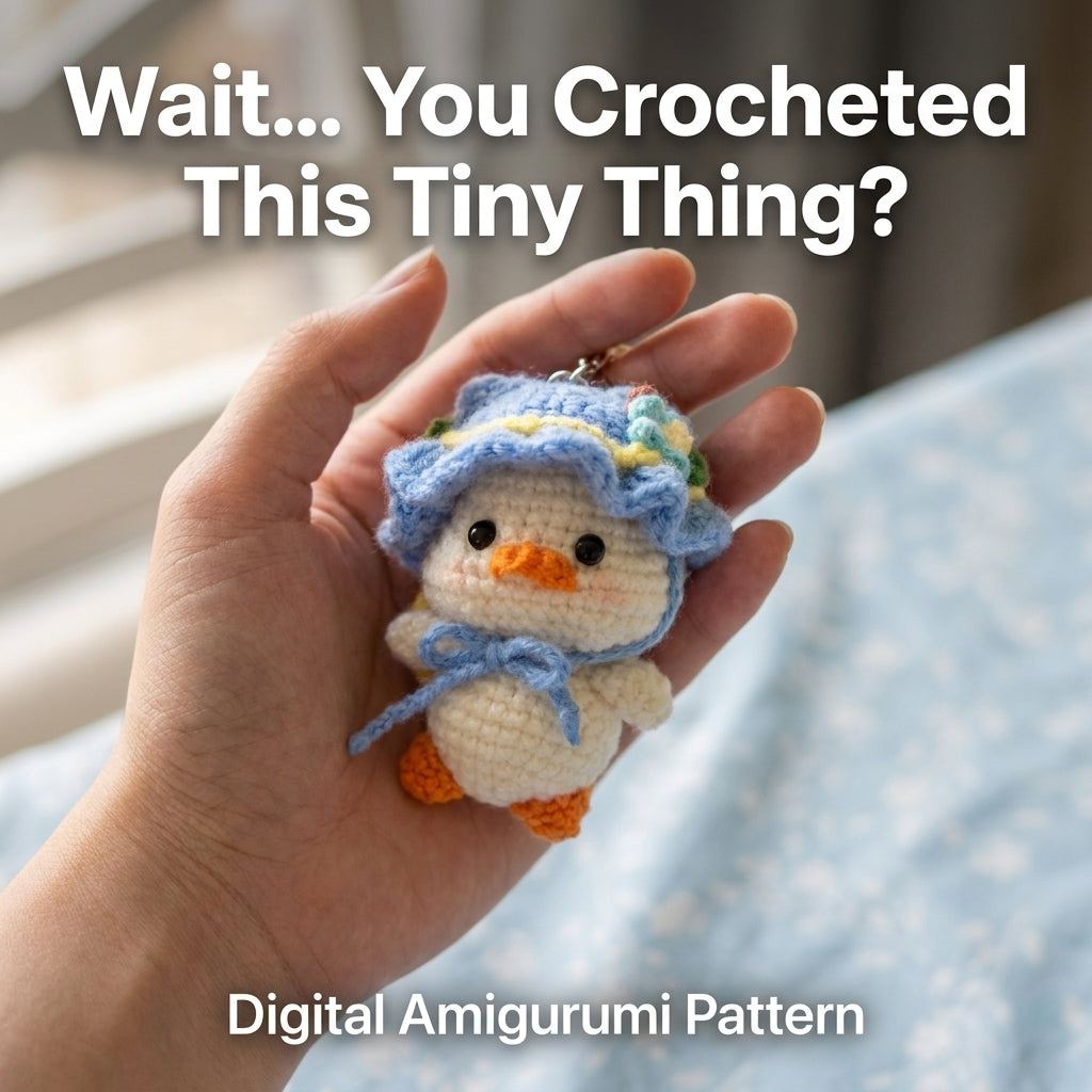Duck Amigurumi Keychain Crochet Pattern | Mini Duckling with Removable Bonnet Hat | Beginner Amigurumi | PDF Instant Download