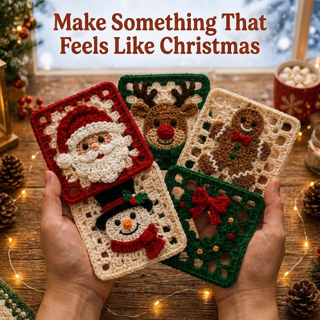 12 Christmas Granny Squares Crochet Pattern — Festive Motif Collection for Blankets, Cushions and Ornaments, US Terms, PDF Download