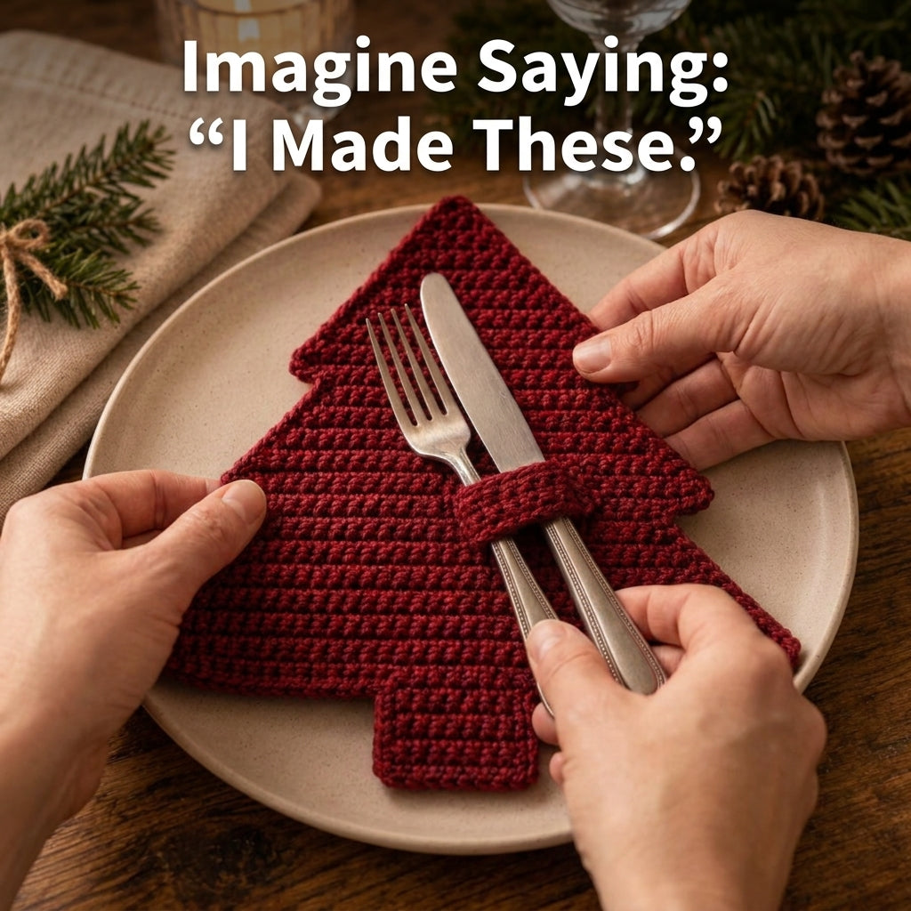 Christmas Tree Placemat Crochet Pattern — Festive Table Set with Matching Napkin Ring, US Terms, PDF Download