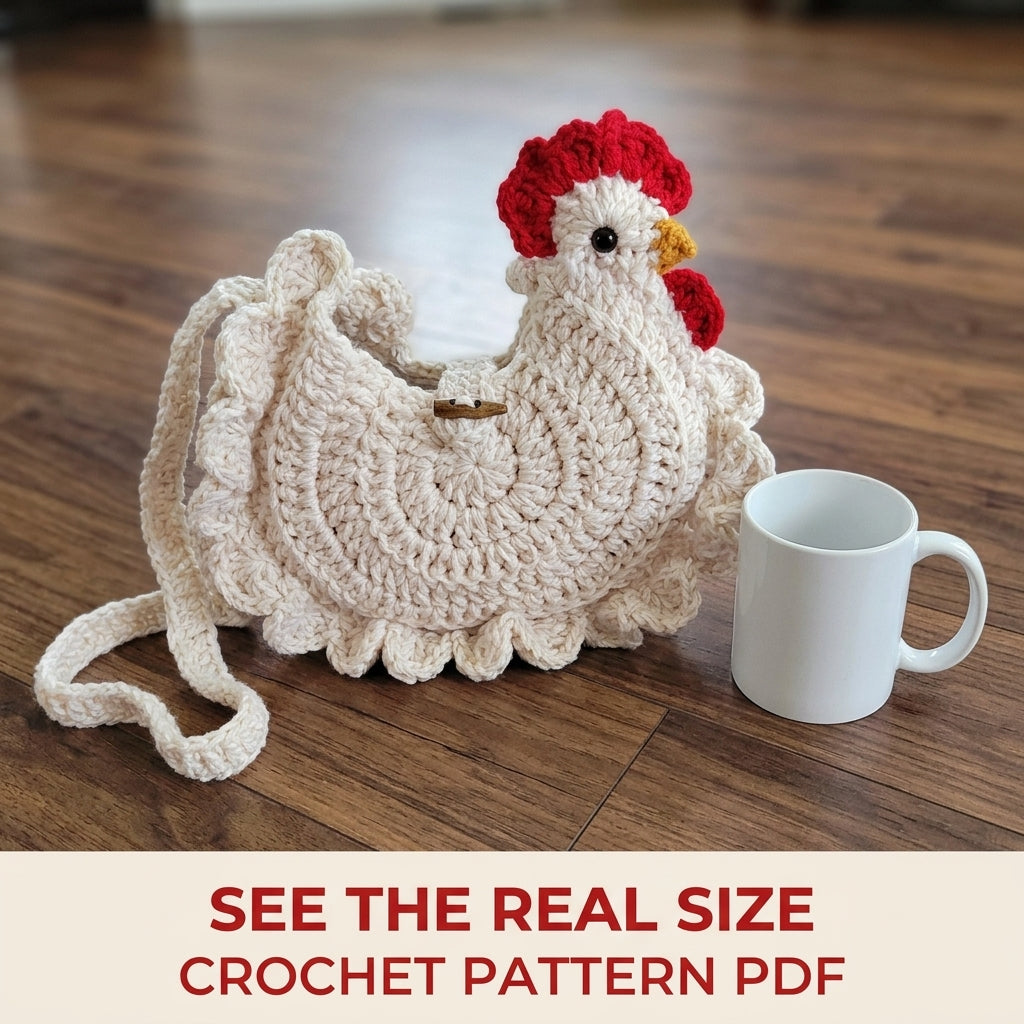 Hen Bag Crochet Pattern PDF – Chicken Crossbody Purse