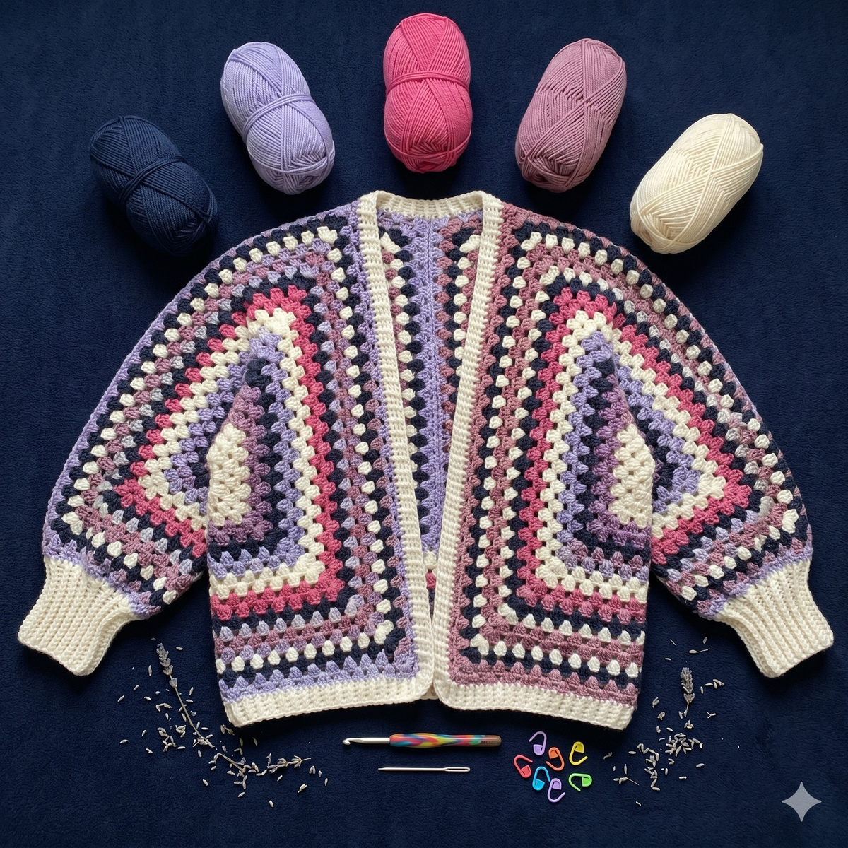 Hexagon Granny Square Cardigan Crochet Pattern PDF, Boho Oversized Cardigan Pattern, Beginner Friendly, US Terms, Instant Download