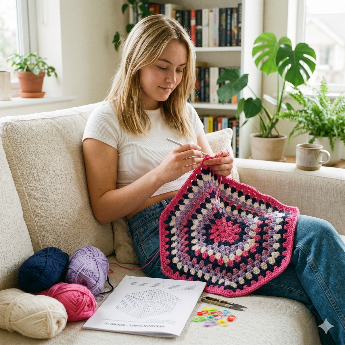 Hexagon Granny Square Cardigan Crochet Pattern PDF, Boho Oversized Cardigan Pattern, Beginner Friendly, US Terms, Instant Download