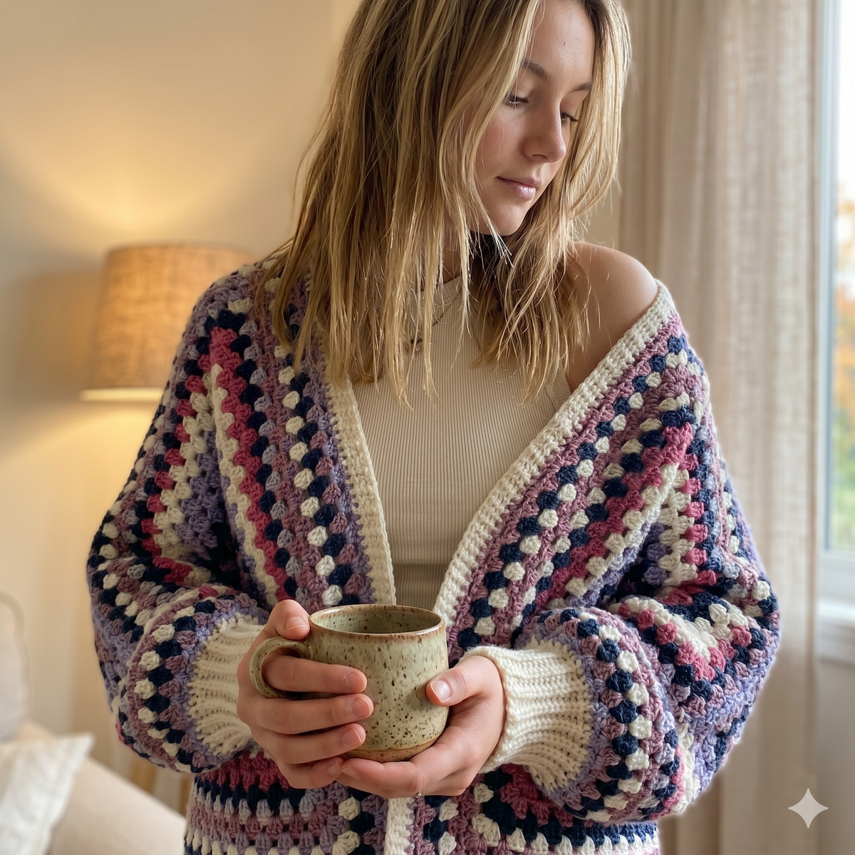 Hexagon Granny Square Cardigan Crochet Pattern PDF, Boho Oversized Cardigan Pattern, Beginner Friendly, US Terms, Instant Download