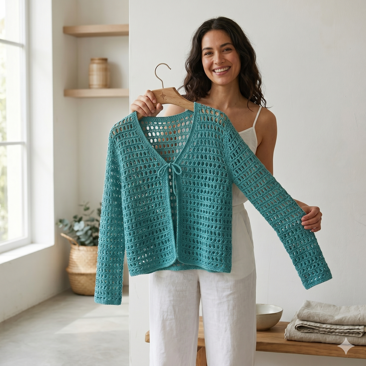 Boho Crochet Mesh Cardigan Pattern PDF - Lightweight V-Neck Summer Sweater, Sizes XS to 5XL, Instant Download