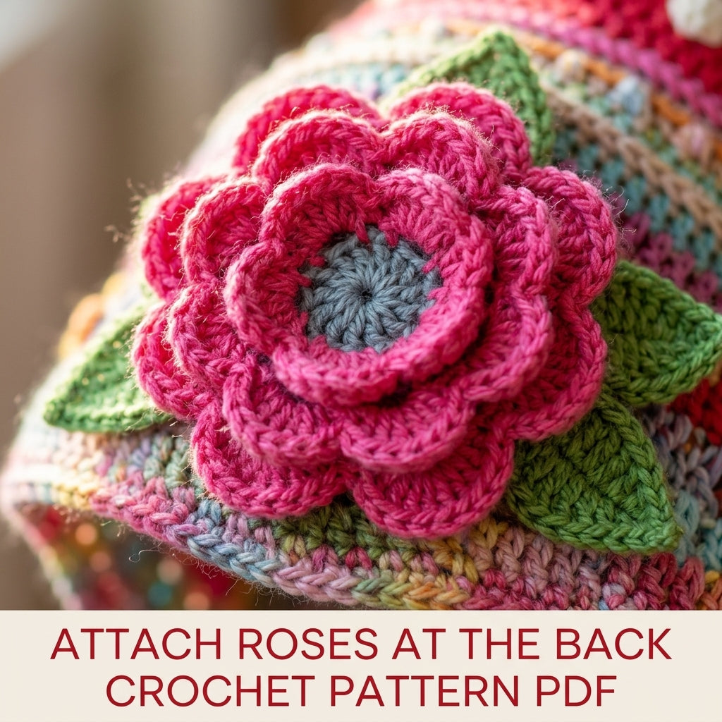 Polka Dot Rose Shawl Crochet Pattern PDF – Crescent Shawl with 3D Roses