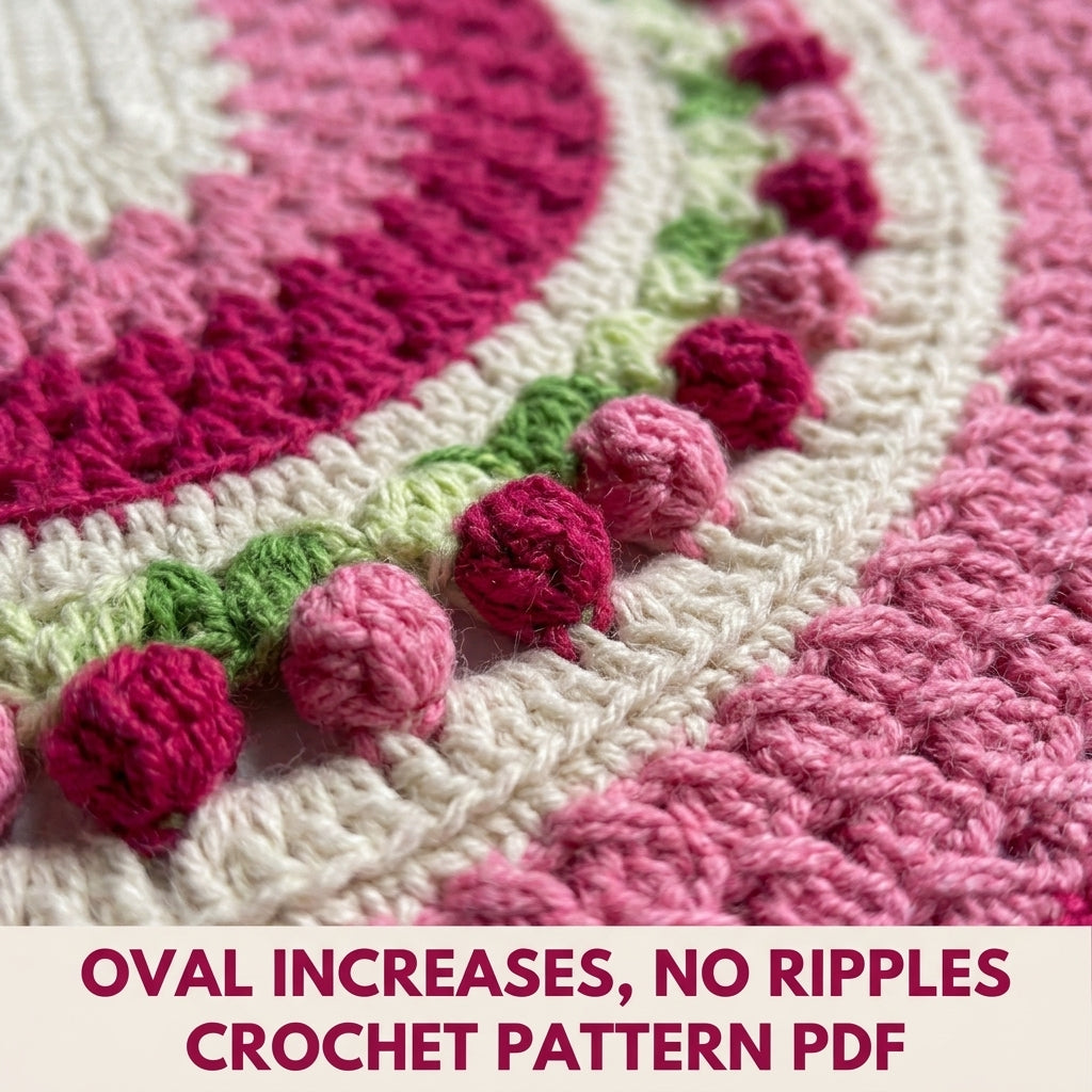 Rosebud Oval Granny Runner Crochet Pattern PDF – Oval Table Runner or Rug
