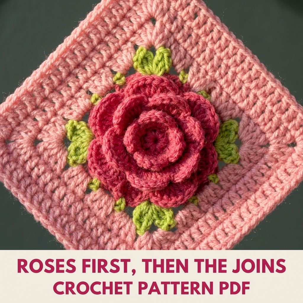 Pink Rose Granny Square Bag Crochet Pattern PDF – 3D Rose Shoulder Bag