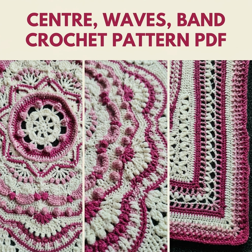 Raspberry Cream Mandala Blanket Crochet Pattern PDF – Textured Two-Tone Mandala Throw