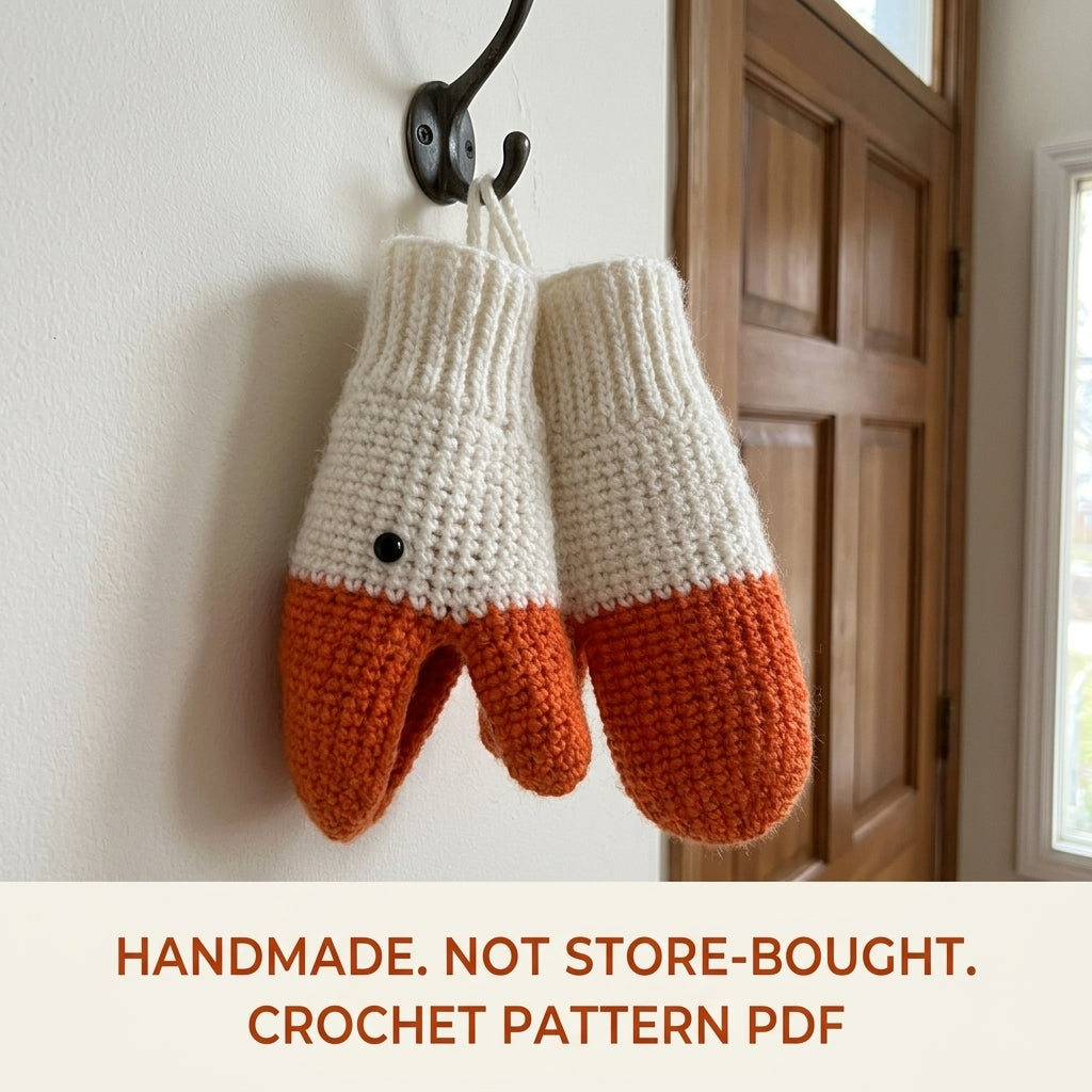 Goose Mittens Crochet Pattern PDF – Kids Duck Bill Mittens