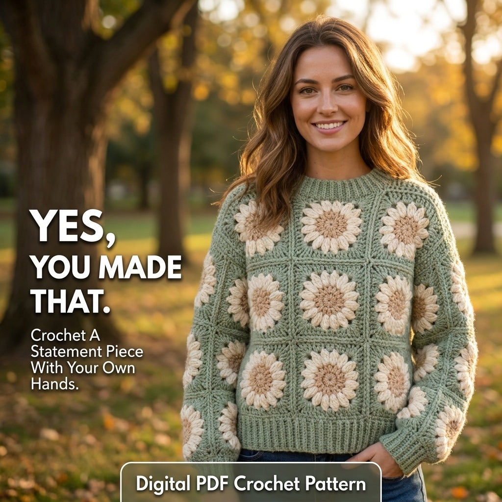 Patchwork Granny Square Hoodie – Crochet Pattern PDF