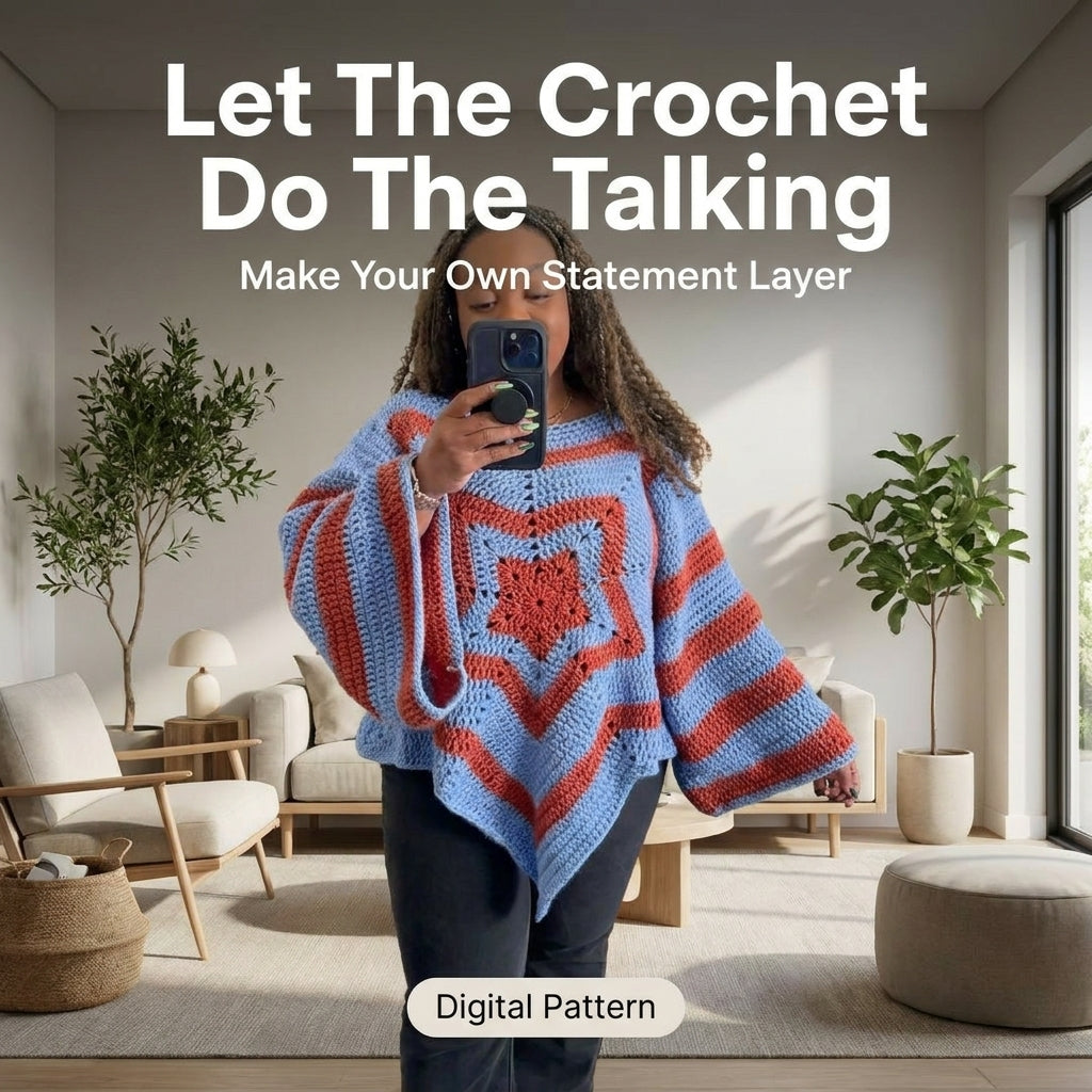 Star Sweater Crochet Pattern | Concentric Star Top with Bell Sleeves & Pointed Hem | Sizes XS–[XX] | PDF Instant Download