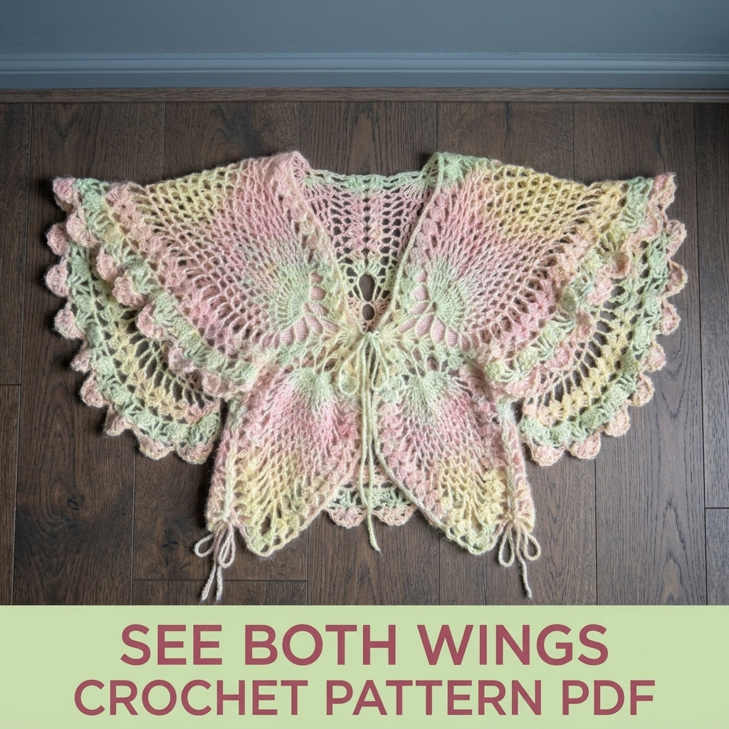 Butterfly Wing Shrug Crochet Pattern PDF – Pineapple Lace Shrug