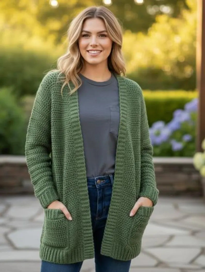Beginner Crochet Cardigan Pattern PDF | Easy Oversized Raglan Cardigan | Step-by-Step Tutorial | XS–5XL
