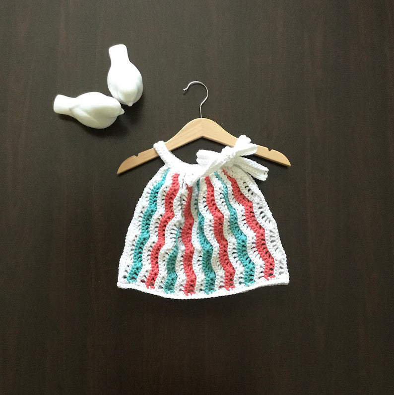 PDF Crochet PATTERN Pretty Waves Favorite Dress N 614 Size 0-3 months to 9-10 years