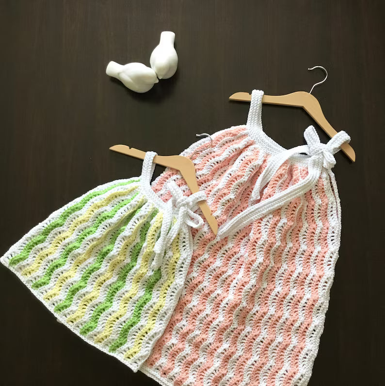 PDF Crochet PATTERN Pretty Waves Favorite Dress N 614 Size 0-3 months to 9-10 years