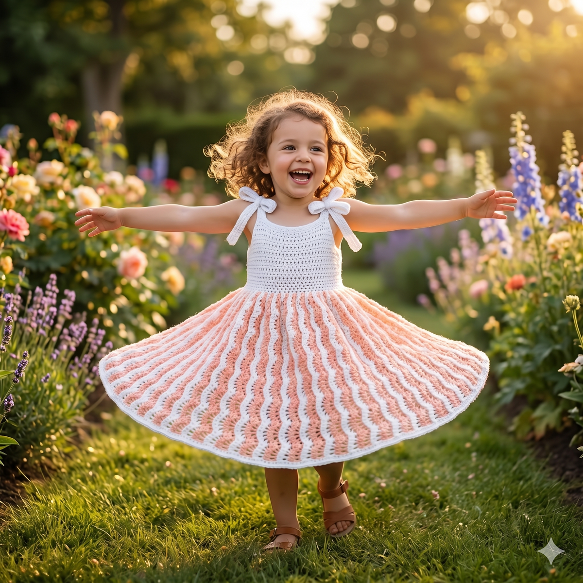 PDF Crochet PATTERN Pretty Waves Favorite Dress N 614 Size 0-3 months to 9-10 years