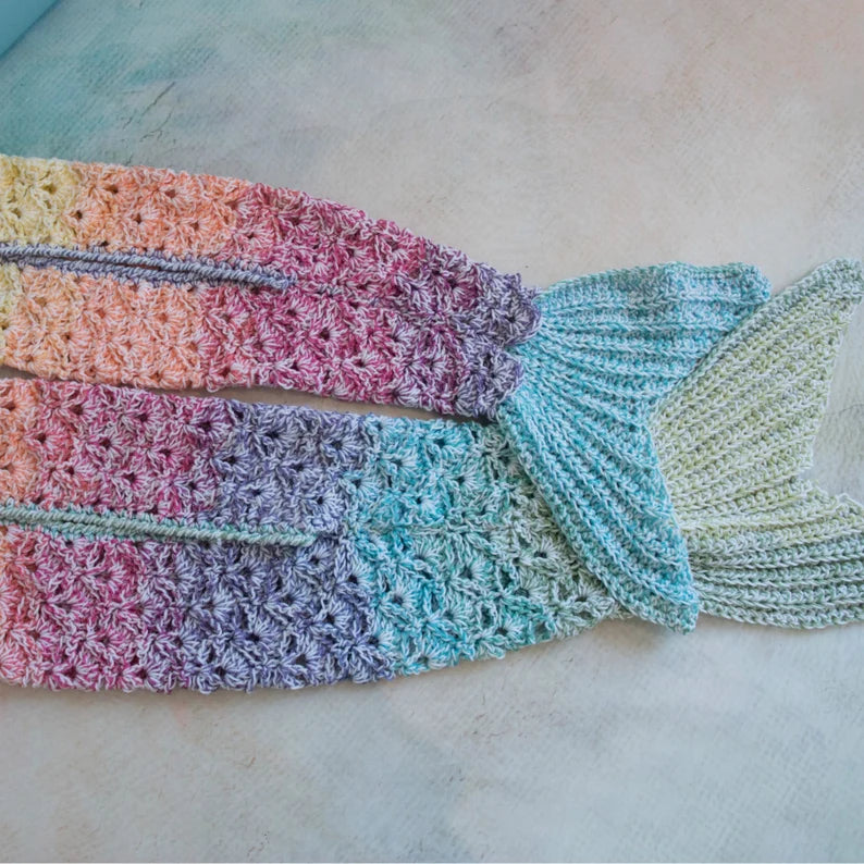 CROCHET PATTERN Rainbow Sparkle Mermaid Blanket / Mermaid tail / Ombre Mermaid / Shell Stitch Mermaid Blanket