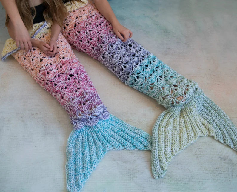 CROCHET PATTERN Rainbow Sparkle Mermaid Blanket / Mermaid tail / Ombre Mermaid / Shell Stitch Mermaid Blanket