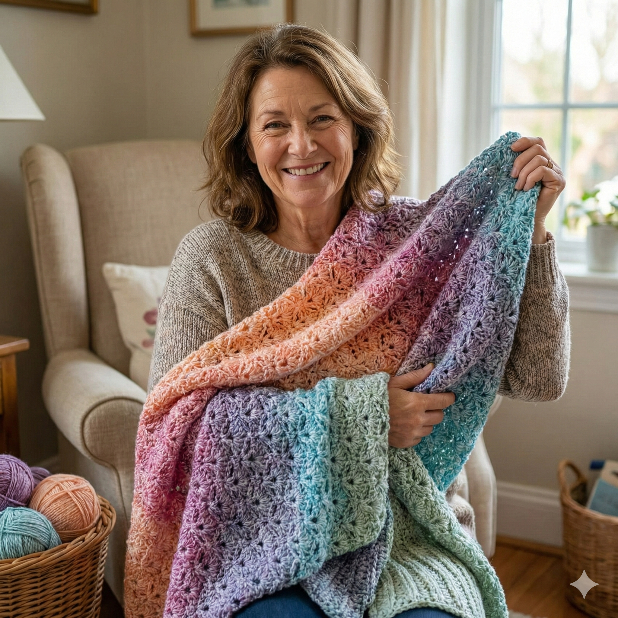 CROCHET PATTERN Rainbow Sparkle Mermaid Blanket / Mermaid tail / Ombre Mermaid / Shell Stitch Mermaid Blanket