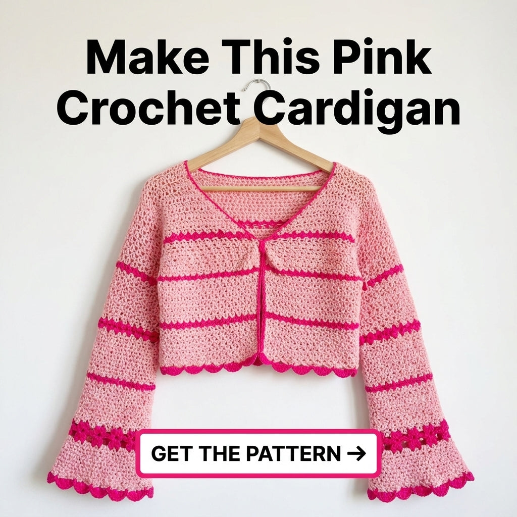 Striped Crochet Cardigan Pattern | Cropped Bolero with Flared Bell Sleeves | Picot Edging | Sizes XS–[XX] | PDF Instant Download
