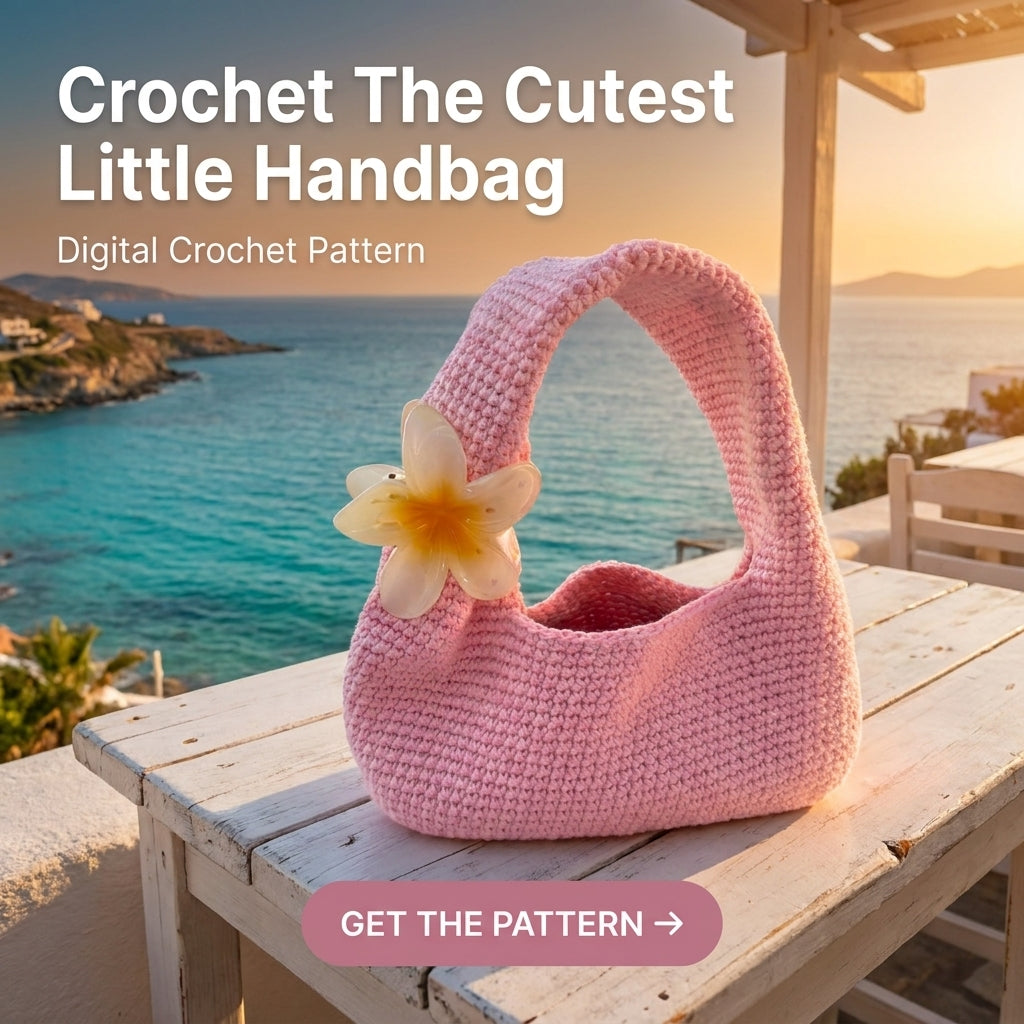 Mini Shoulder Bag Crochet Pattern | Curved Baguette Bag with Chunky Handle | Beginner Crochet Purse | PDF Instant Download