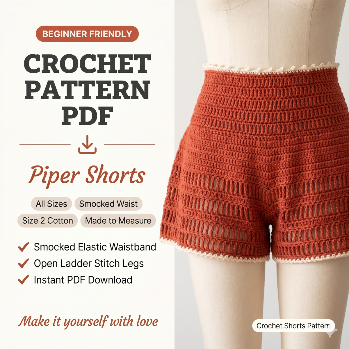 Piper Shorts, Culottes, Pants Pattern PDF | Beginner Crochet PATTERN | Digital Download