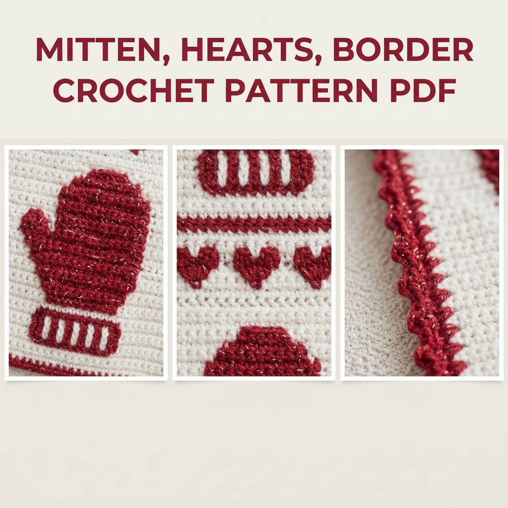 Mitten Crochet Blanket Pattern PDF – Christmas Tapestry Crochet Throw in Red and White
