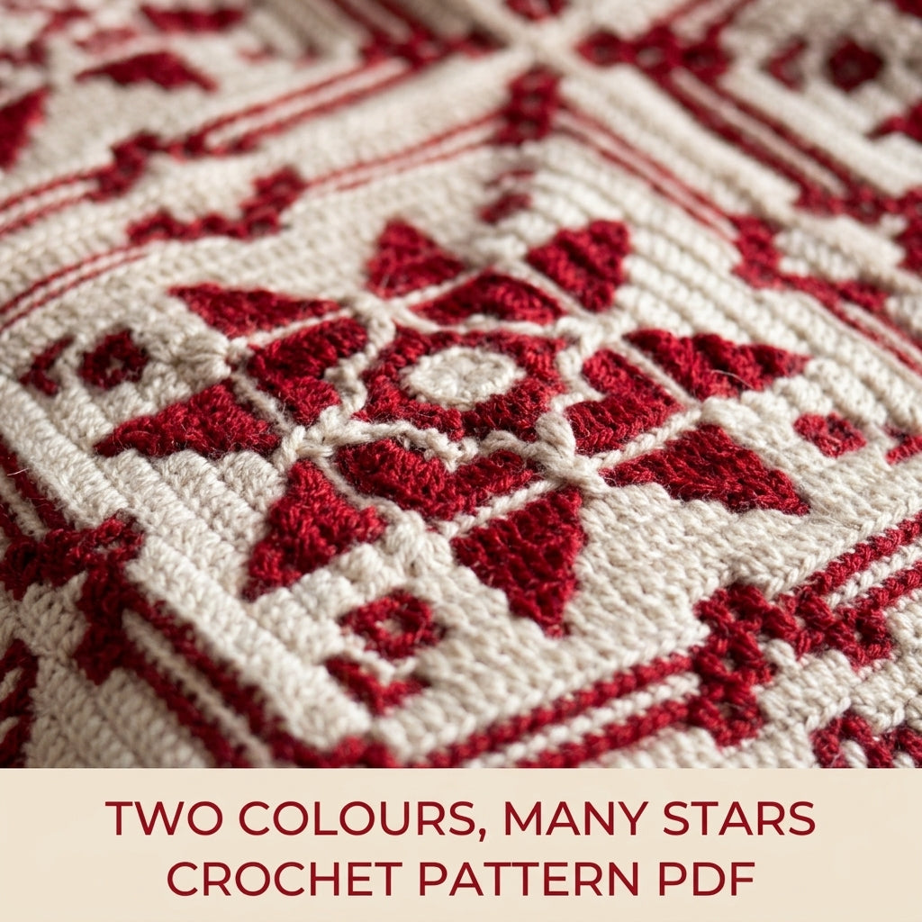 Red Star Sampler Mosaic Blanket Crochet Pattern PDF – Two Colour Mosaic Squares