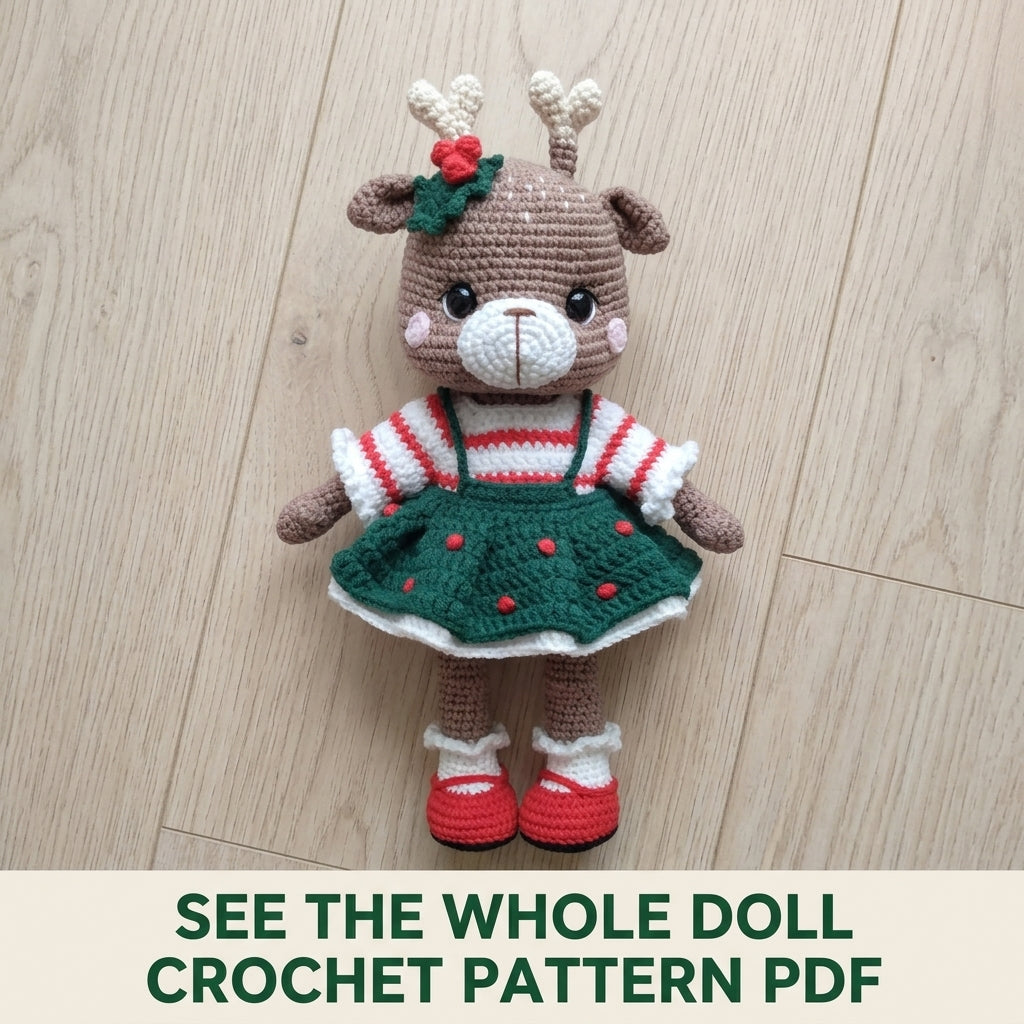 Reindeer Girl Amigurumi Doll Crochet Pattern PDF – Christmas Toy
