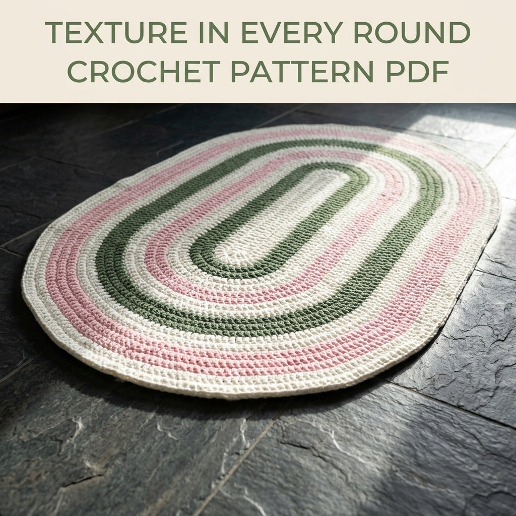 Oval Stripe Rug Crochet Pattern PDF – Easy T-Shirt Yarn Rug