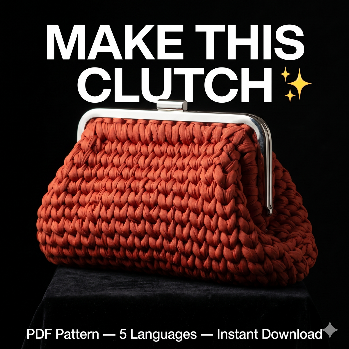 Easy Crochet Clutch Pattern with Frame | Beginner Click Clack Bag | Small Structured Purse PDF Tutorial