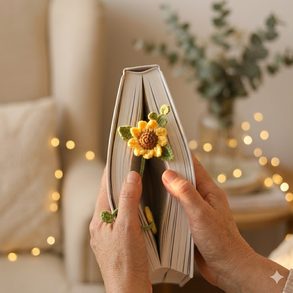 Crochet Sunflower Bookmark & Mini Bouquet Pattern, Book Lover Gift, Teacher Gift, Sunflower Lover Gift, Mother’s Day Gift
