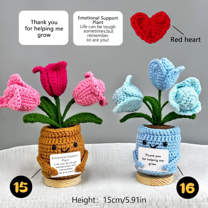 Crochet Sunflower Plant,Encouragement Daily Positive,Birthday Gift for Her,Positive Desk Decor,Crochet Forget-me-not,Mother's Day gift