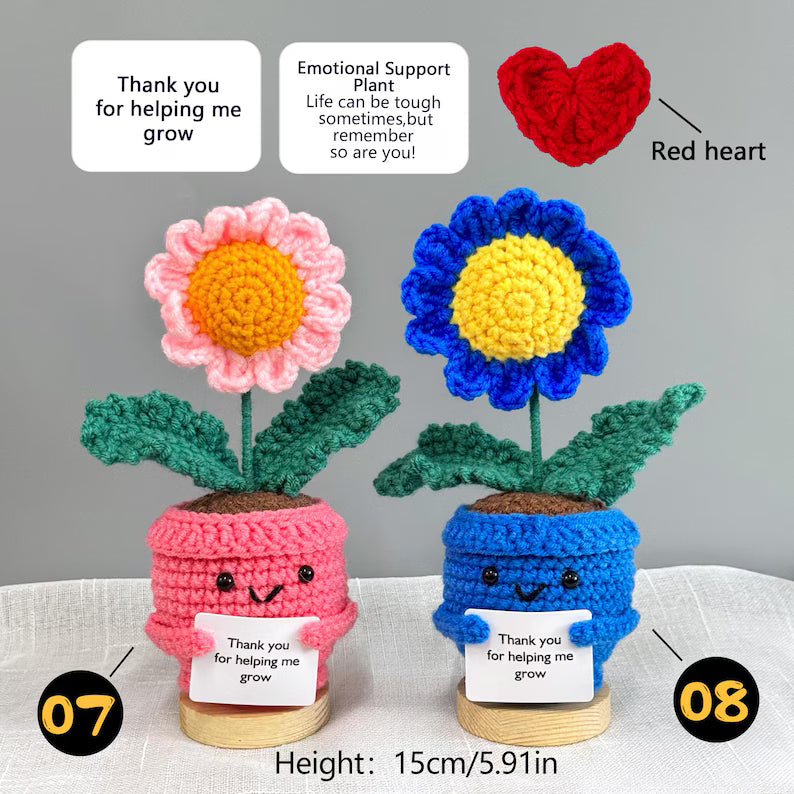 Crochet Sunflower Plant,Encouragement Daily Positive,Birthday Gift for Her,Positive Desk Decor,Crochet Forget-me-not,Mother's Day gift
