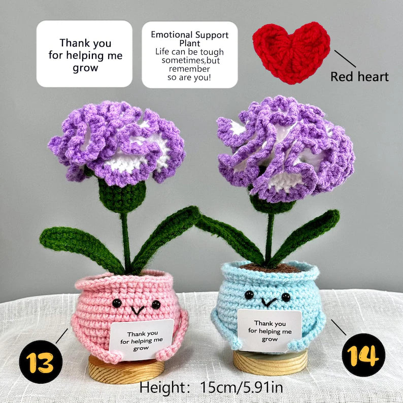 Crochet Sunflower Plant,Encouragement Daily Positive,Birthday Gift for Her,Positive Desk Decor,Crochet Forget-me-not,Mother's Day gift