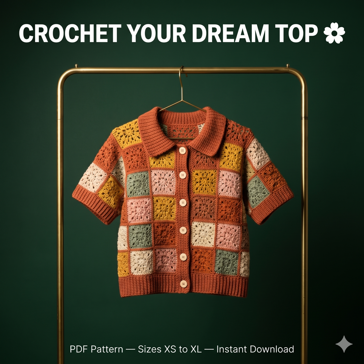 Granny Square T-Shirt Crochet Pattern | Boho Crochet Top PDF | Beginner Friendly Summer Shirt