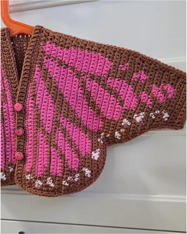 Crochet Butterfly Cardigan: Tapestry Chart, Newborn to 14 Years (PDF Pattern)