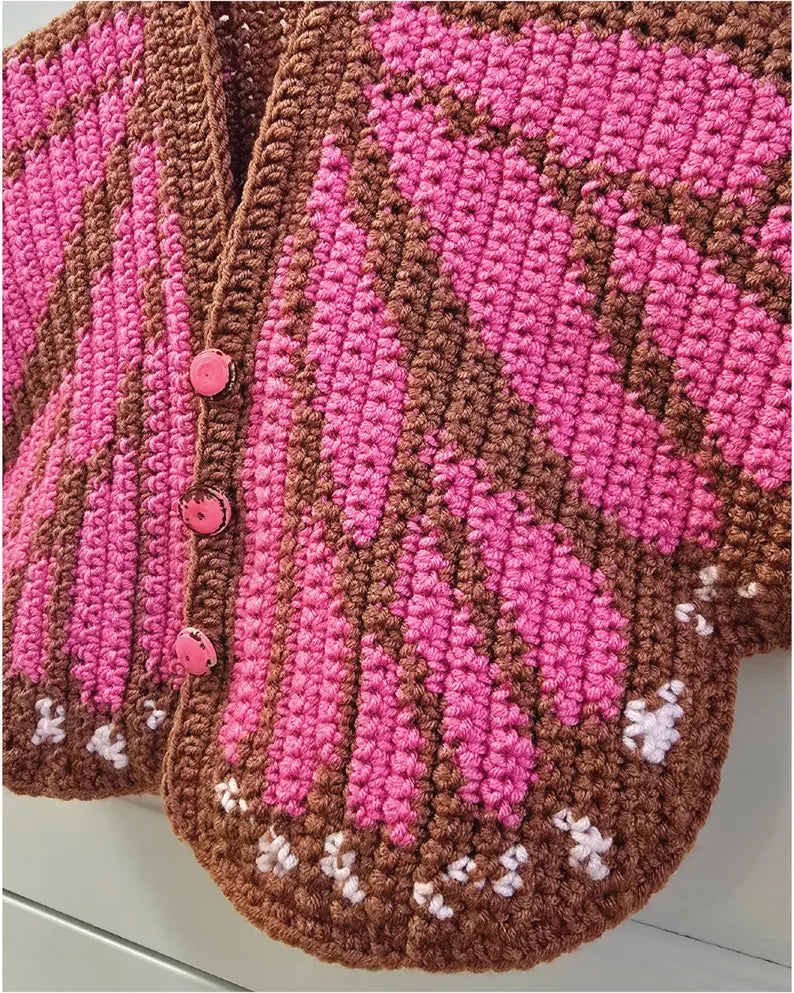 Crochet Butterfly Cardigan: Tapestry Chart, Newborn to 14 Years (PDF Pattern)