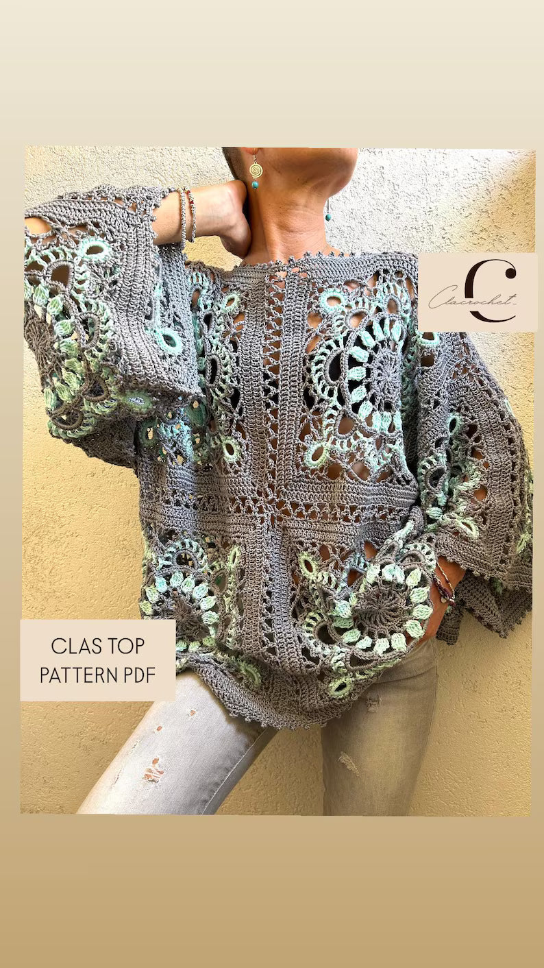 CROCHET PATTERN: Clas Top | Granny Square Top with Video Tutorial | Instant Download PDF