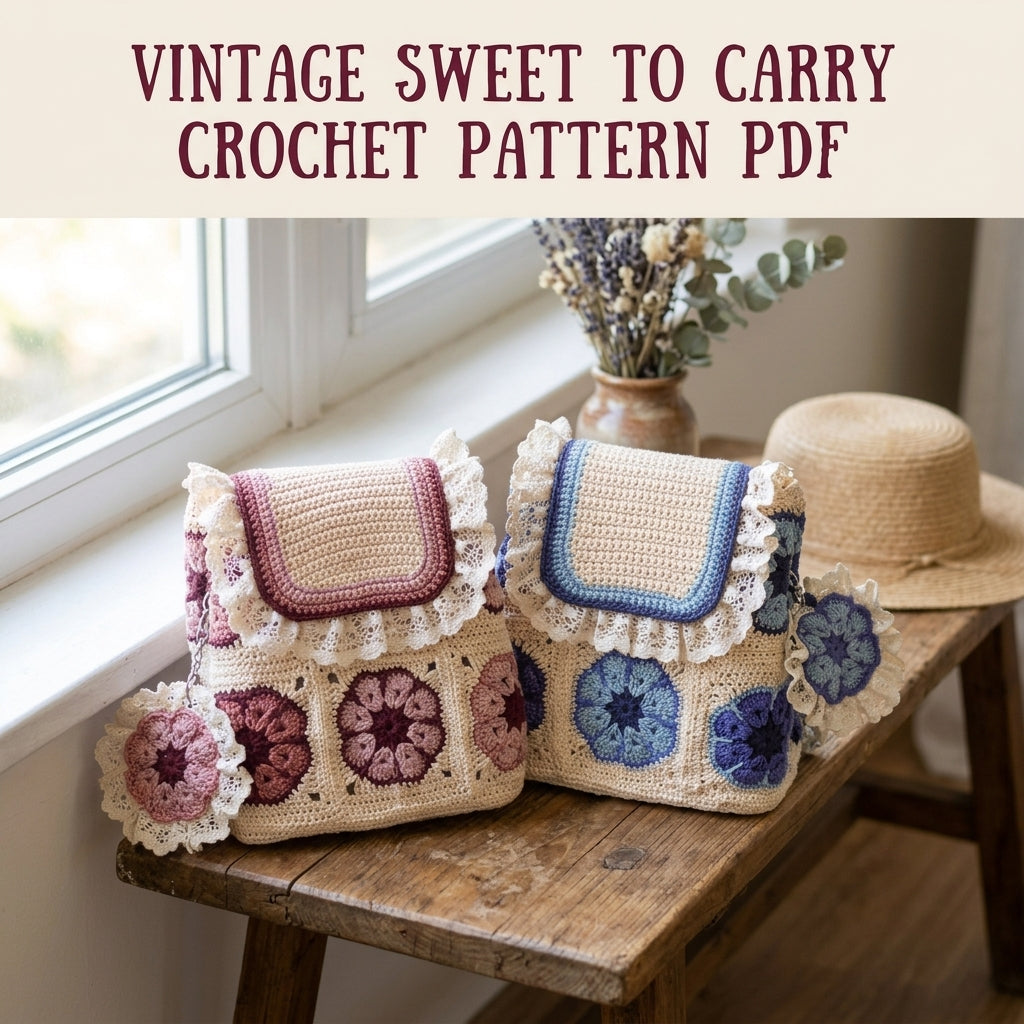 African Flower Mini Backpack Crochet Pattern PDF – Lace Ruffle Bag