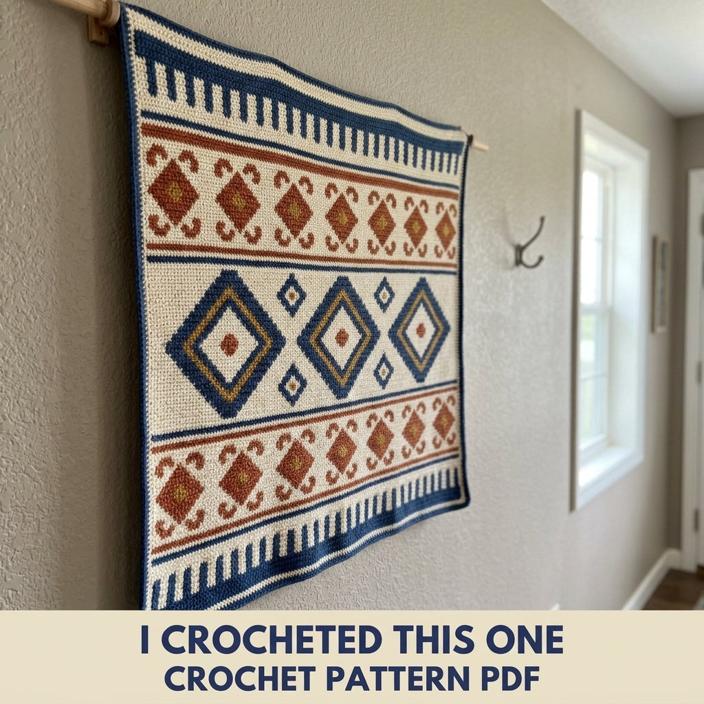 Diamond Tapestry Crochet Pattern PDF – Geometric Crochet Wall Decor