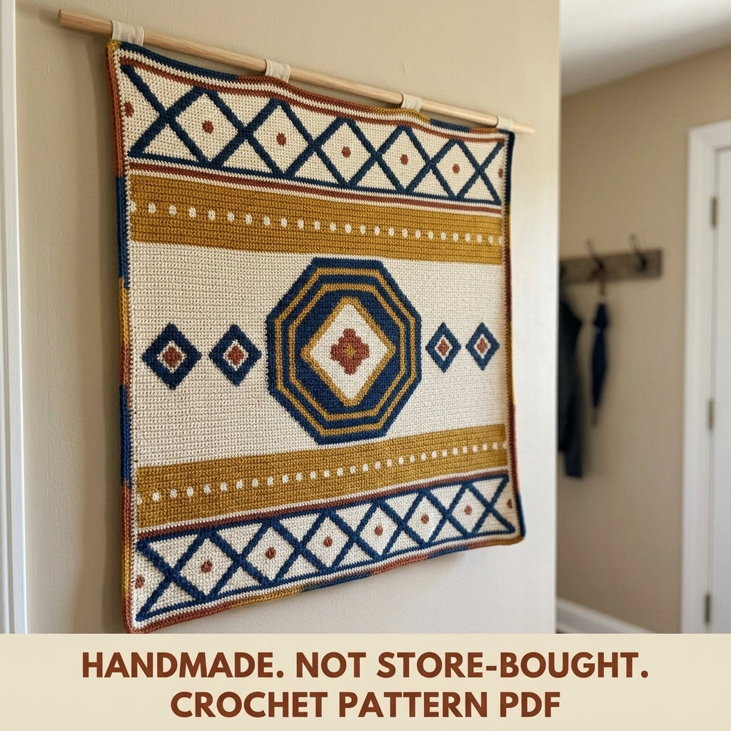 Medallion Tapestry Crochet Pattern PDF – Geometric Crochet Wall Decor