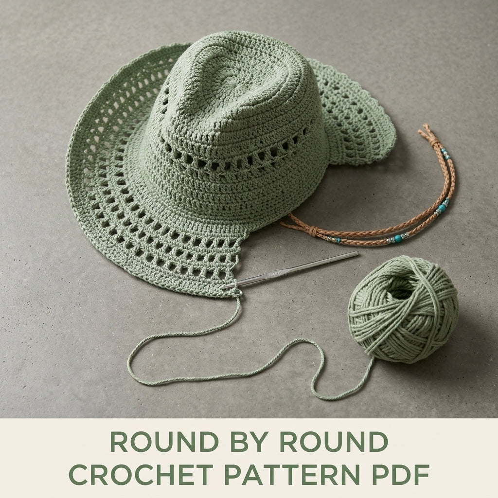 Sage Lace Summer Western Hat Crochet Pattern PDF – Sage Lace Cowboy Hat