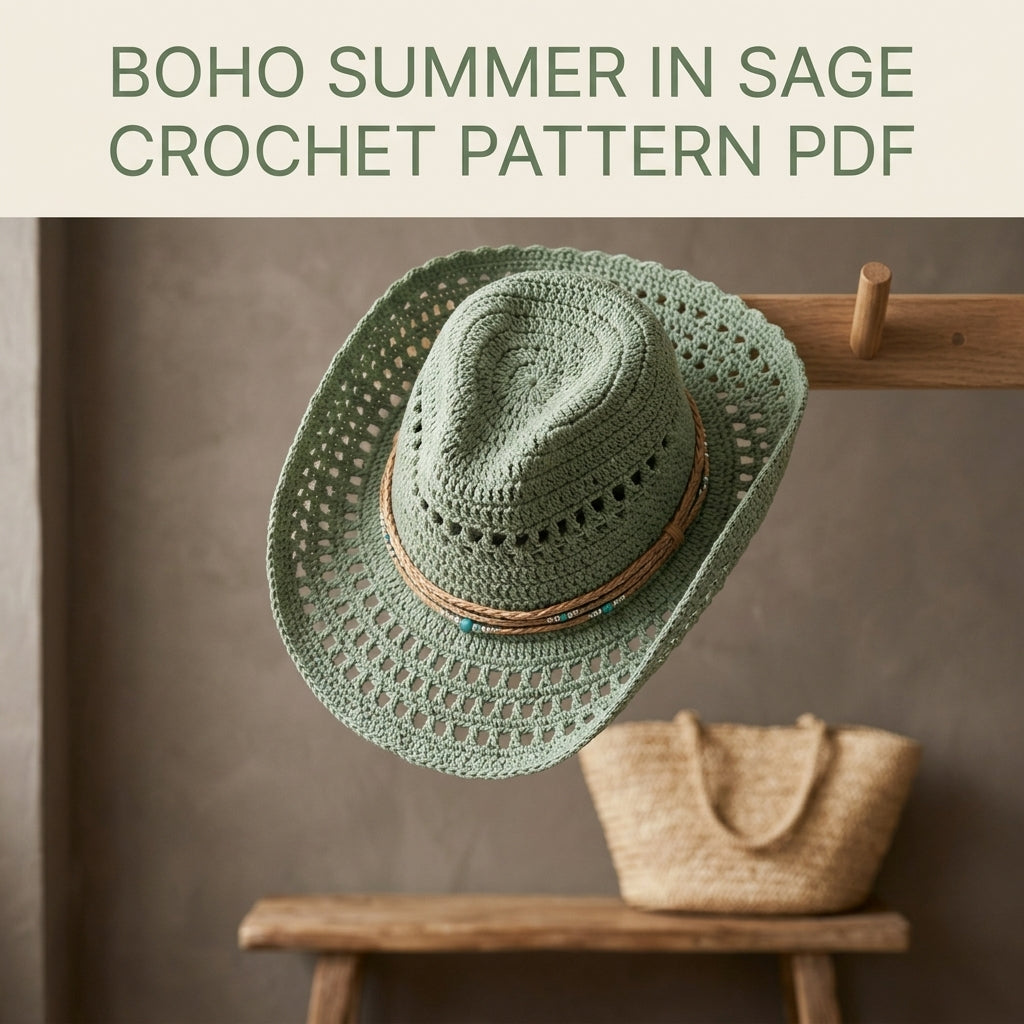 Sage Lace Summer Western Hat Crochet Pattern PDF – Sage Lace Cowboy Hat